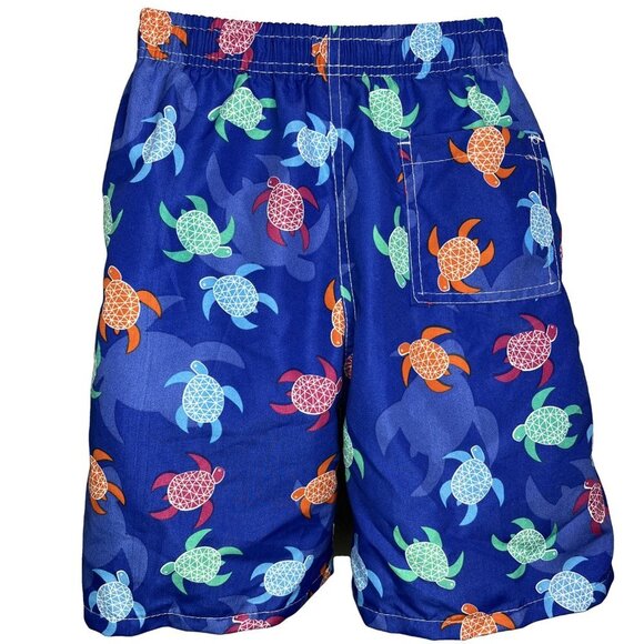 Boy's Swimming Shorts, Kids Pool Trunks, Turtles Print - Picture 2 of 3